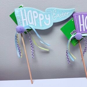 New Blue Easter Flag Pennant, use as decor or in Easter basket